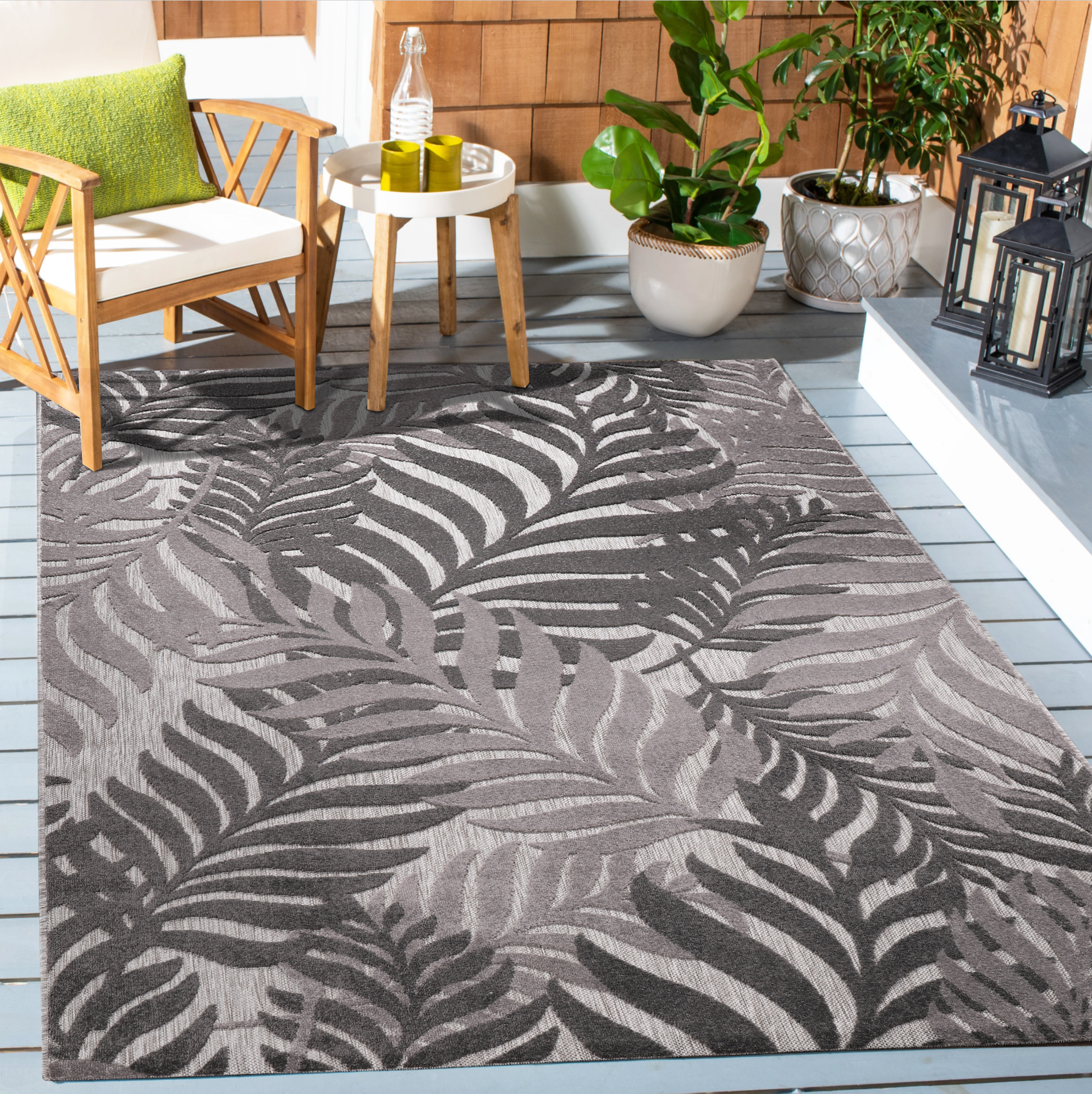 Floral Outdoor - Buitenkleed Tuin - Weerbestendig Vloerkleed - Grijs