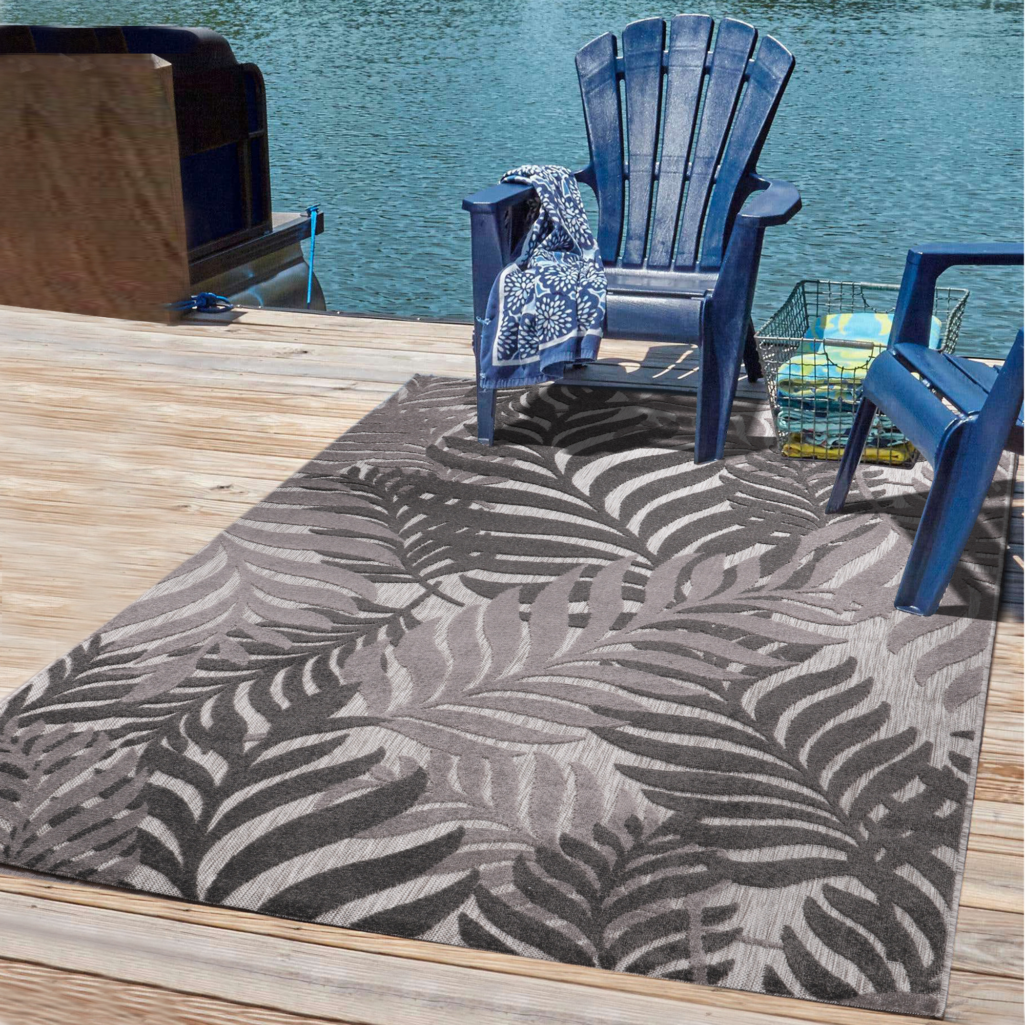 Floral Outdoor - Buitenkleed Tuin - Weerbestendig Vloerkleed - Grijs
