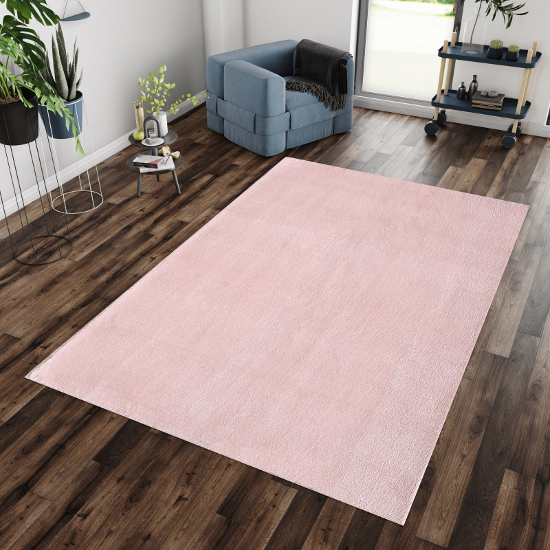 Tapijtenloods Soft Basics Wasbaar Effen Vloerkleed Roze Hoogpolig