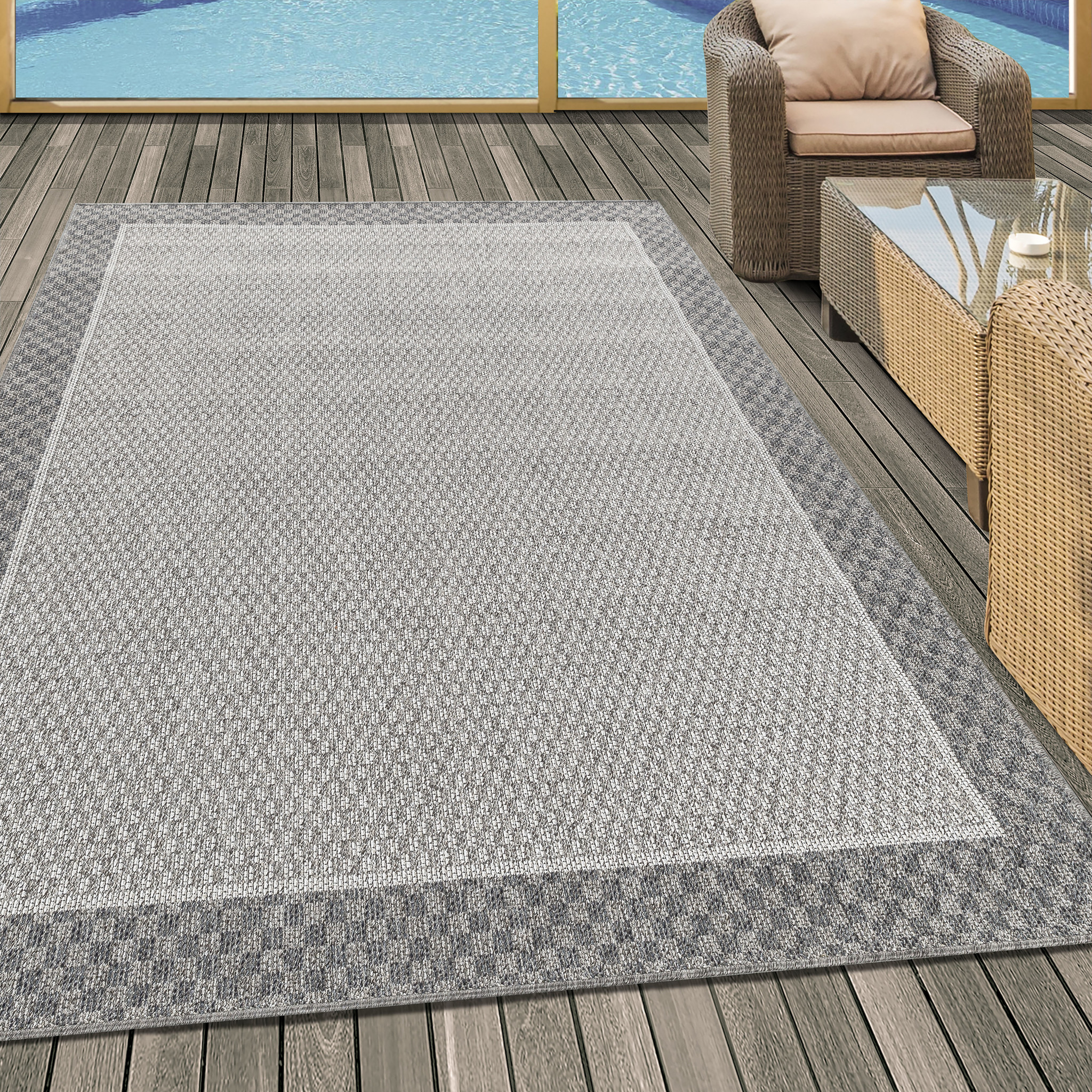 Aruba - Buitenkleed - Weerbestendig Vloerkleed - In & Outdoor - Creme Grijs