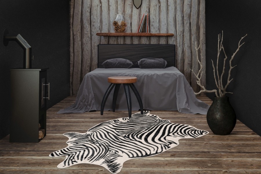 Tapijtenloods Rodeo Zebra Dierenhuid Anti-Slip Zwart Wit