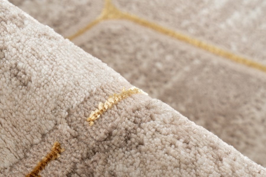 Fashion Club Laagpolig Vloerkleed Beige/Goud