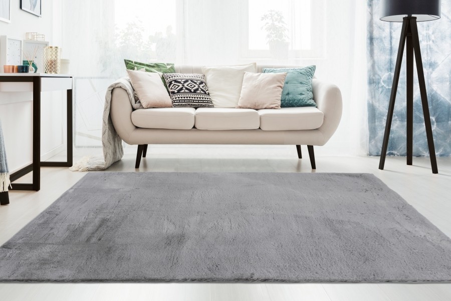Fluffy Vloerkleed Emotion | Hoogpolig | Zacht | 100% Polyester | Woonkamer/Slaapkamer | Grijs
