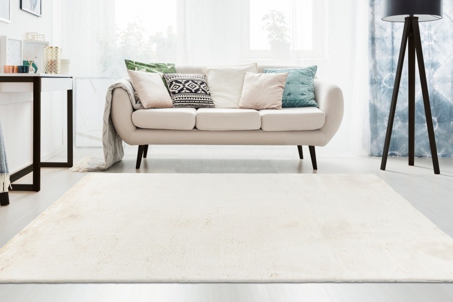 Fluffy Vloerkleed Emotion | Hoogpolig | Zacht | 100% Polyester | Woonkamer/Slaapkamer | Creme