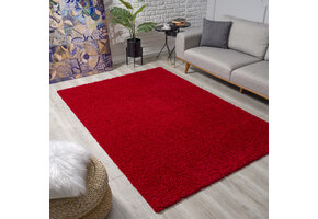 Loca Shaggy Vloerkleed – Modern Uni Effen – Rood Hoogpolig & Zacht