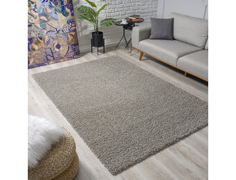 Loca Shaggy Vloerkleed – Modern Uni Effen – Lichtgrijs Hoogpolig & Zacht