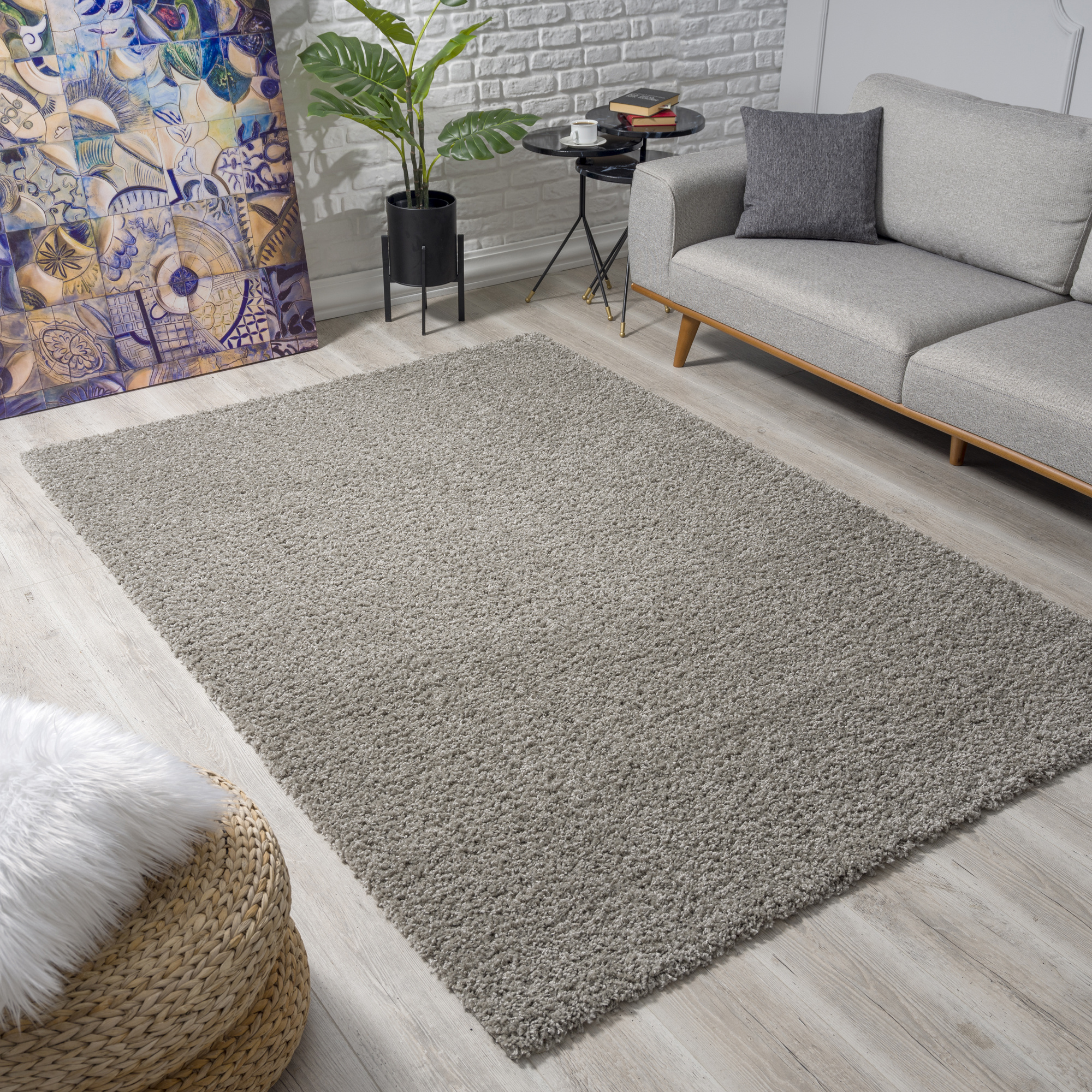 Loca Shaggy Vloerkleed – Modern Uni Effen – Lichtgrijs Hoogpolig & Zacht