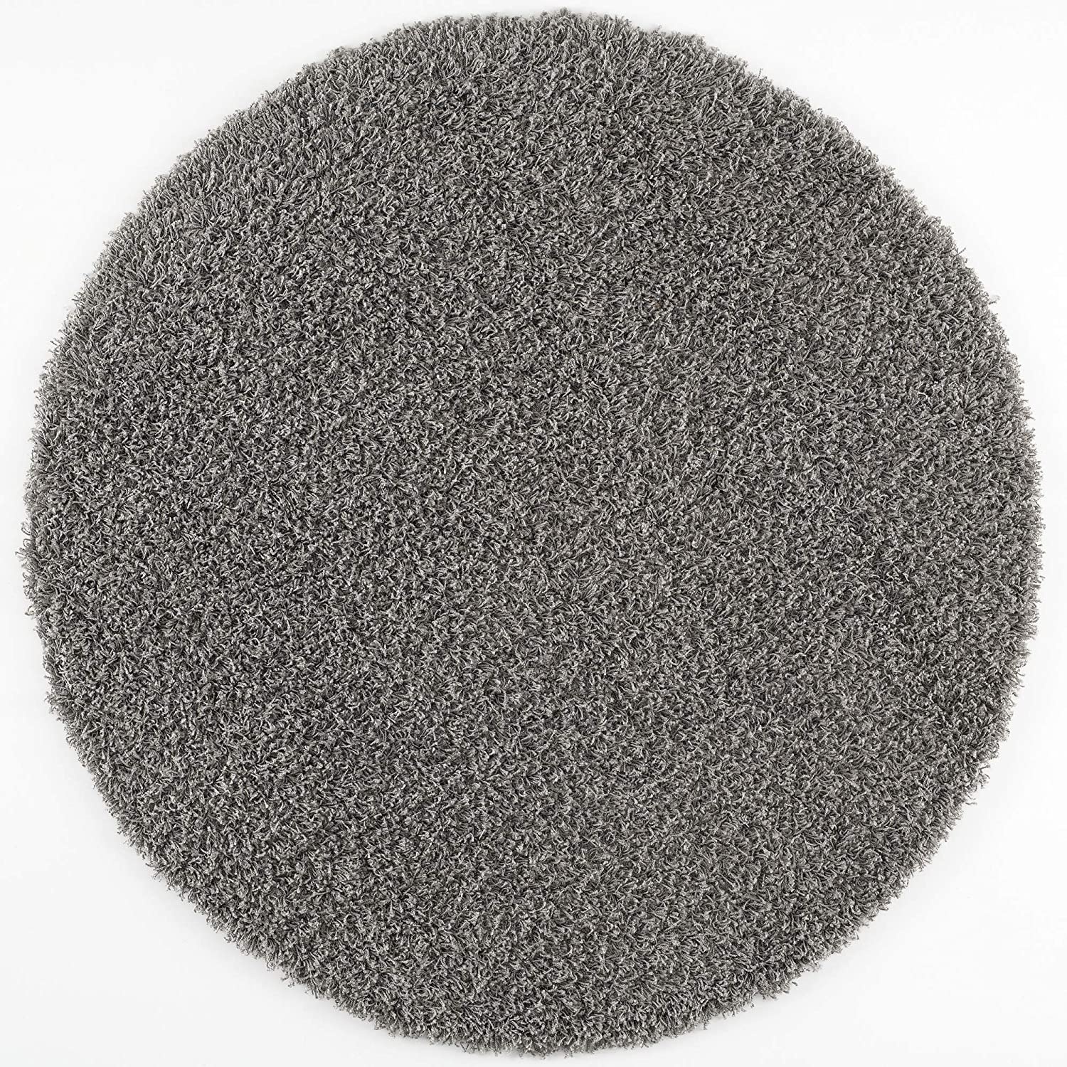 Rond Loca Shaggy Vloerkleed – Modern Uni Effen – Grijs Hoogpolig & Zacht