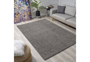 Loca Shaggy Vloerkleed – Modern Uni Effen – Grijs Hoogpolig & Zacht