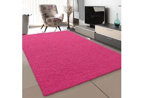 Loca Shaggy Vloerkleed – Modern Uni Effen – Roze Hoogpolig & Zacht