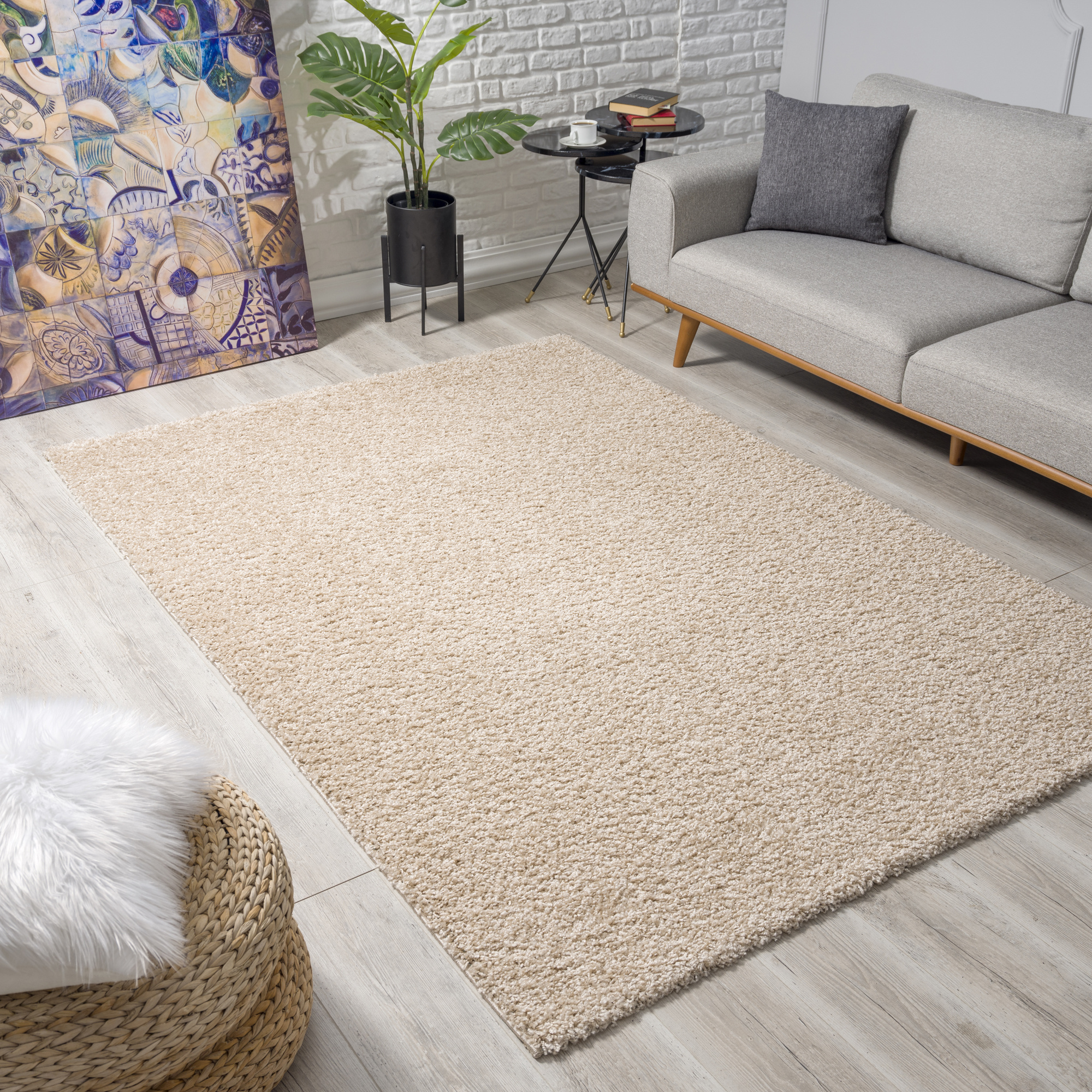 Tapijtenloods Loca Shaggy Vloerkleed Beige Hoogpolig- 160x230 CM - Tapijtenloods Loca Shaggy Vloerkleed Beige Hoogpolig- 160x230 CM -
