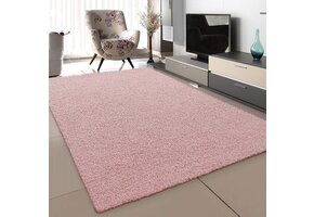 Loca Shaggy Vloerkleed – Modern Uni Effen – Roze Hoogpolig & Zacht