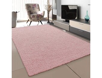 Loca Shaggy Vloerkleed – Modern Uni Effen – Roze Hoogpolig & Zacht