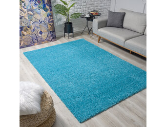 Loca Shaggy Vloerkleed – Modern Uni Effen – Turquoise Blauw Hoogpolig & Zacht