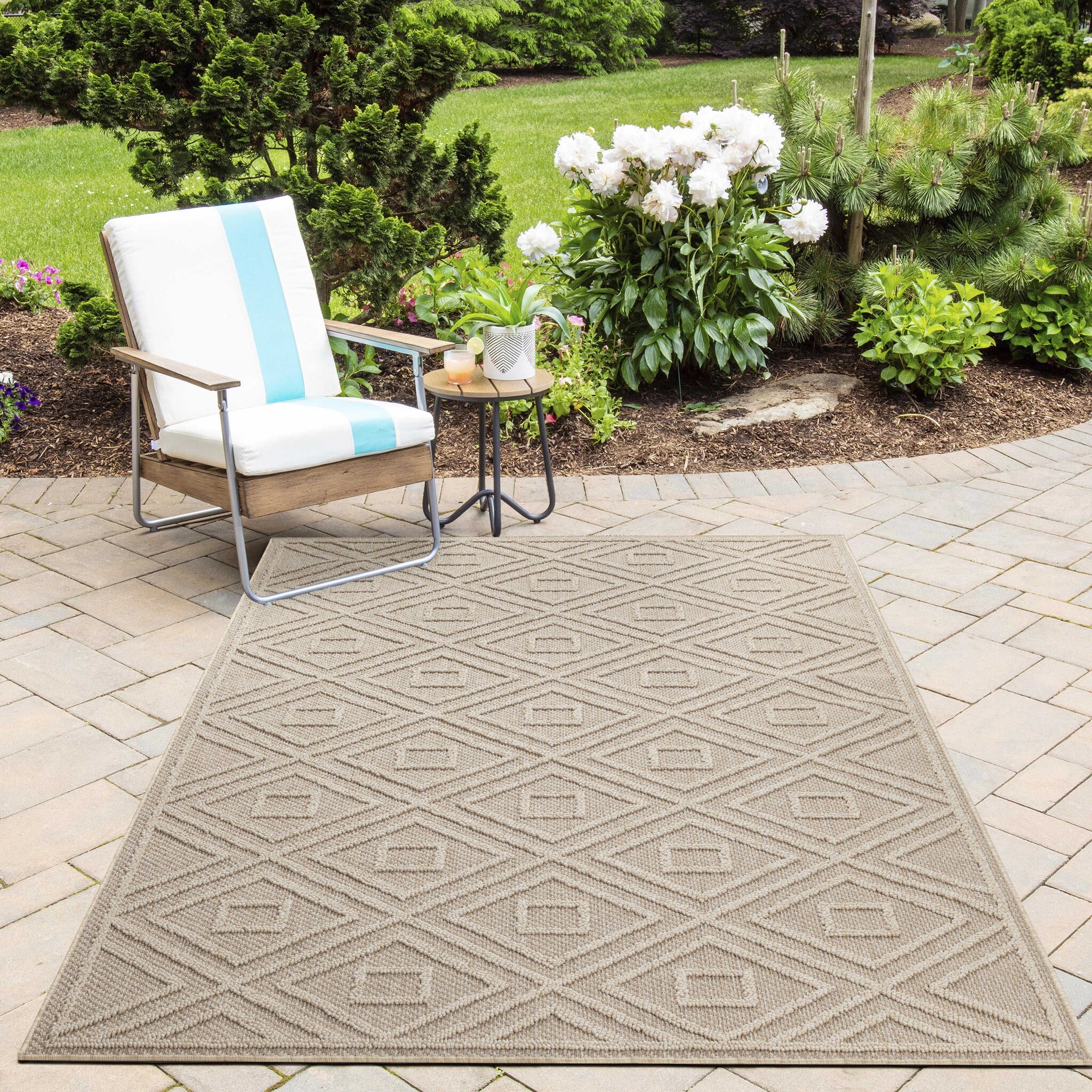 Natur Basili Buitenkleed Sisal Laagpolig Indoor en Outdoor Beige