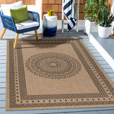 Natur Vloerkleed Kumar Buitenkleed Sisal Laagpolig Indoor en Outdoor Beige Zwart