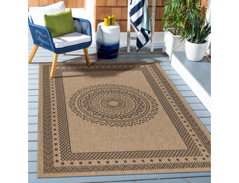 Natur Vloerkleed Kumar Buitenkleed Sisal Laagpolig Indoor en Outdoor Beige Zwart