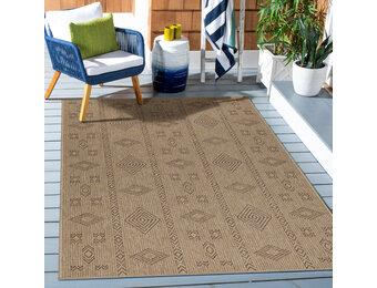 Natur Vloerkleed Dhaka Buitenkleed Sisal Laagpolig Indoor en Outdoor Beige Zwart