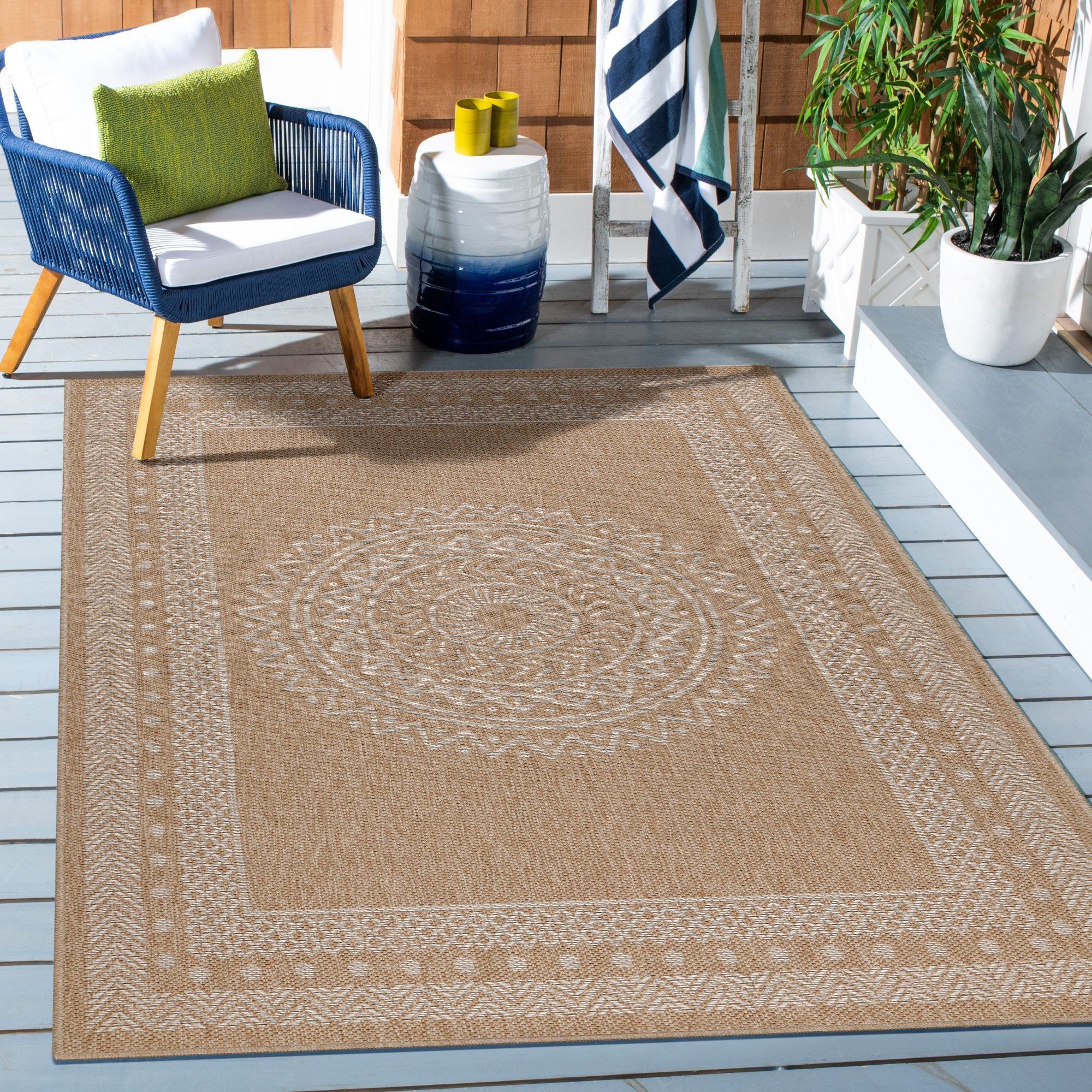 Natur Vloerkleed Kumar Buitenkleed Sisal Laagpolig Indoor en Outdoor Beige