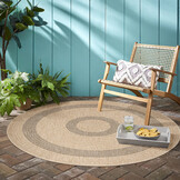 Natur Vloerkleed Berlin Rond Buitenkleed Sisal Laagpolig Indoor en Outdoor Beige