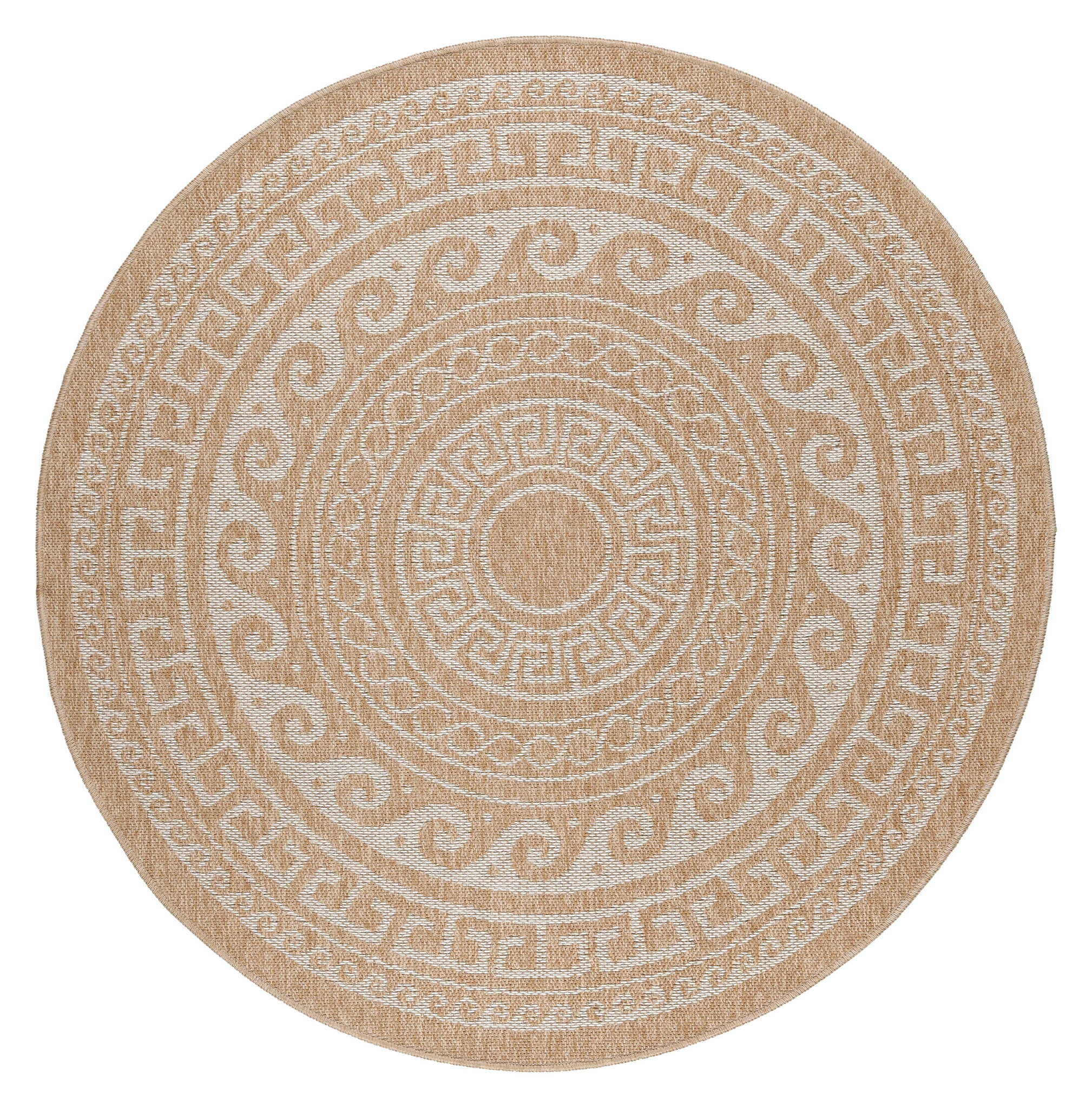 Natur Rond Buitenkleed Sisal Laagpolig Indoor en Outdoor Beige