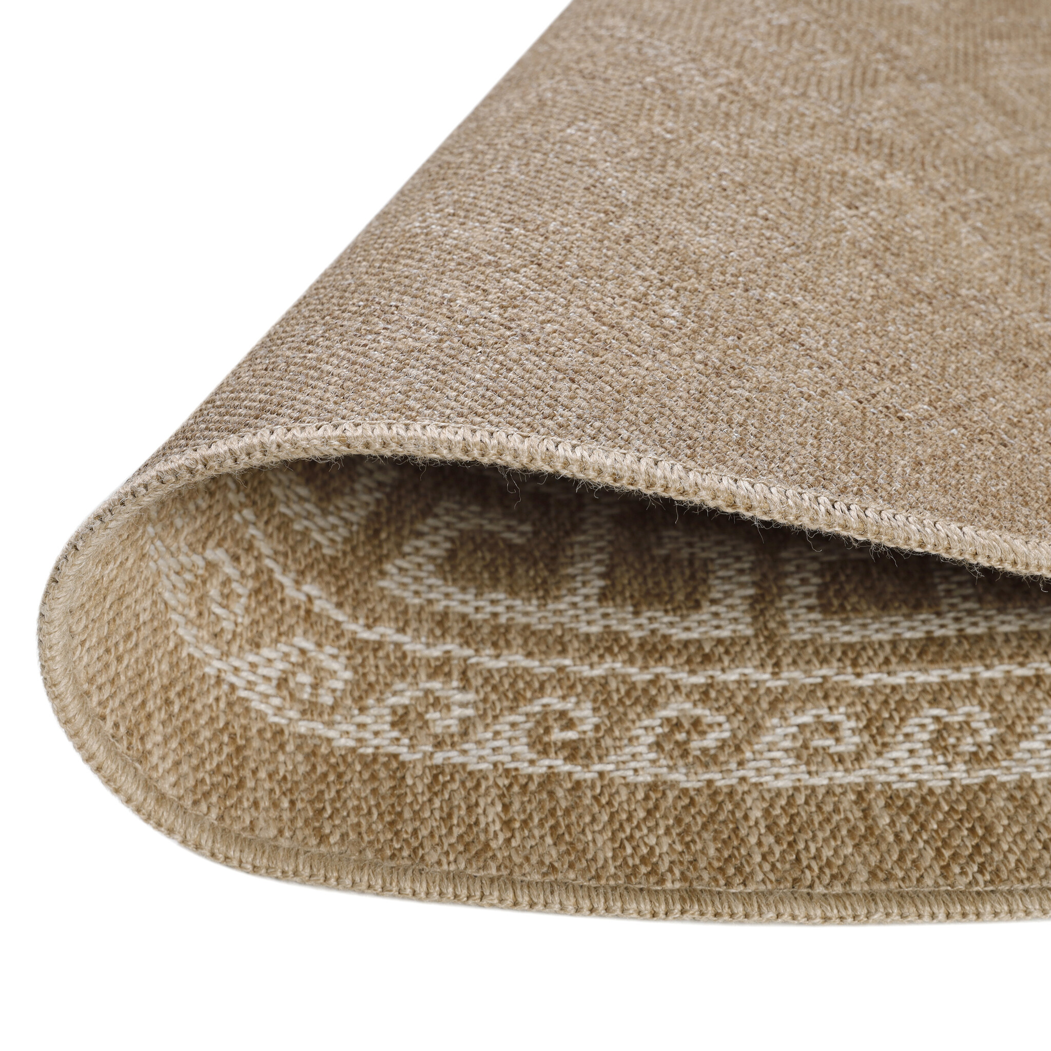 Natur Rond Buitenkleed Sisal Laagpolig Indoor en Outdoor Beige