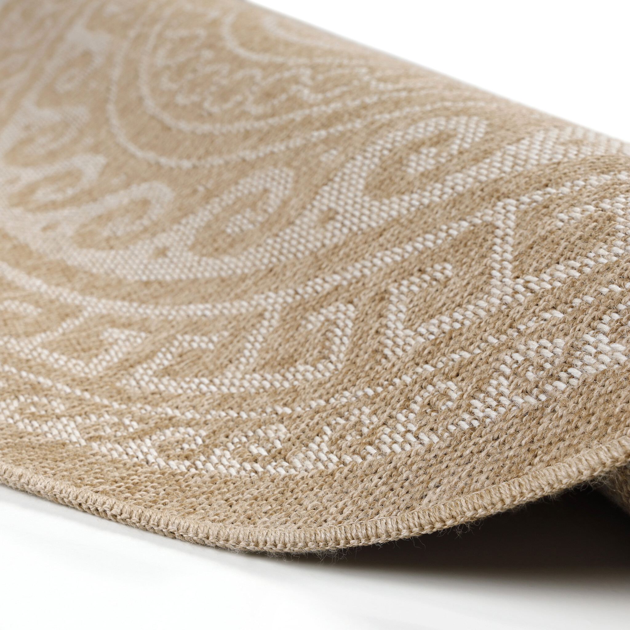 Natur Rond Buitenkleed Sisal Laagpolig Indoor en Outdoor Beige