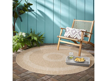 Natur Vloerkleed Rond Buitenkleed Sisal Laagpolig Indoor en Outdoor Beige