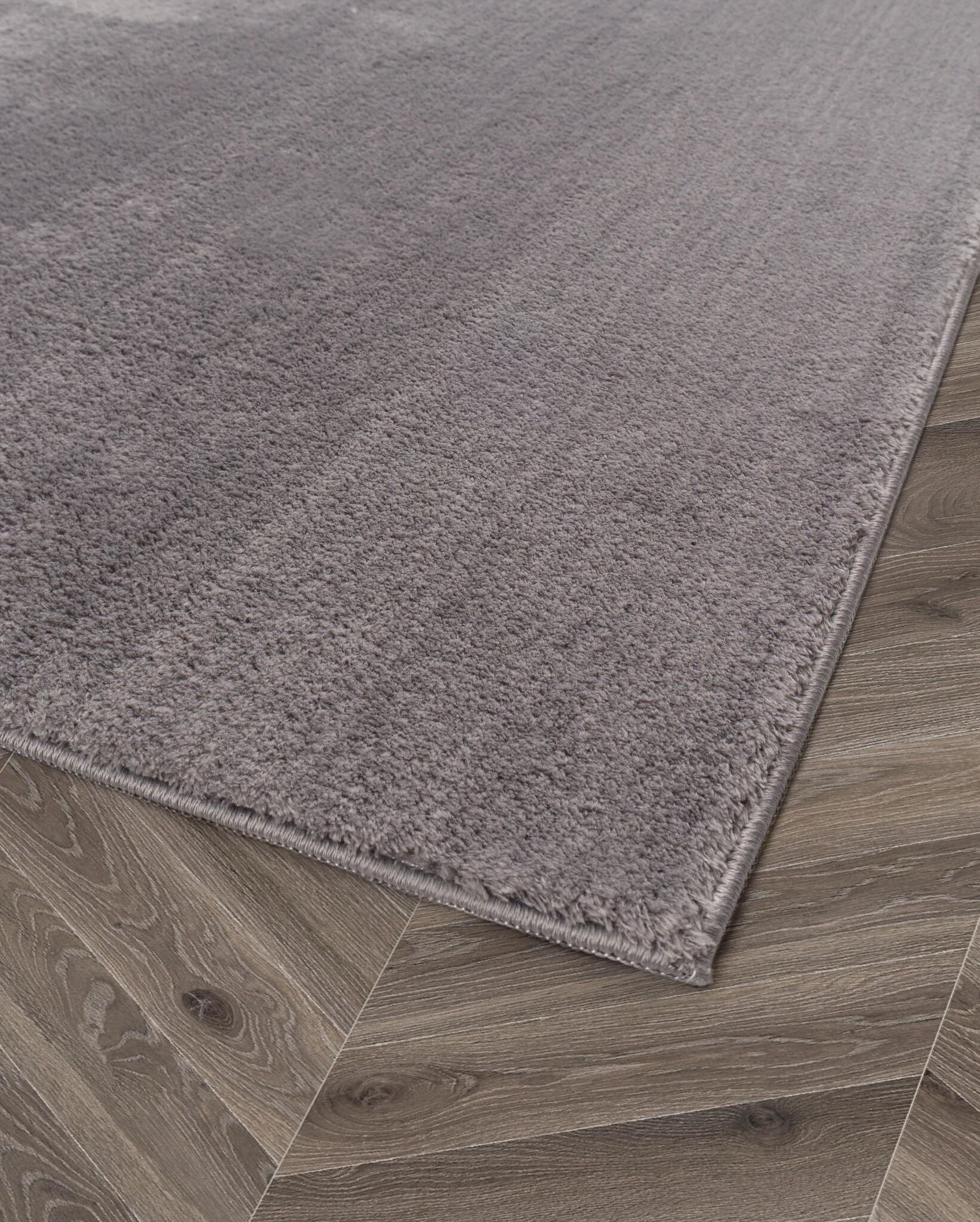 Tapijtenloods Samba Soft Fluffy Vloerkleed Laagpolig Grijs 80 CM ROND