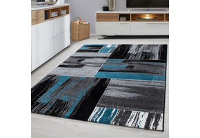 Tapijtenloods Basic Collection Modern Vloerkleed Zwart / Blauw Laagpolig