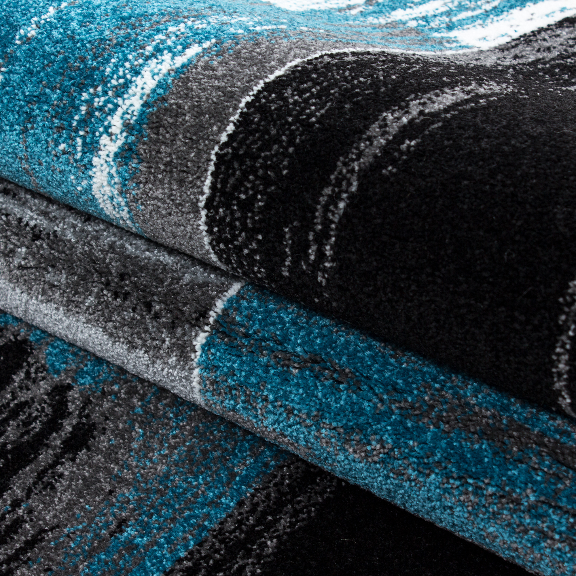 Basic Collection Modern Vloerkleed Zwart / Blauw Laagpolig