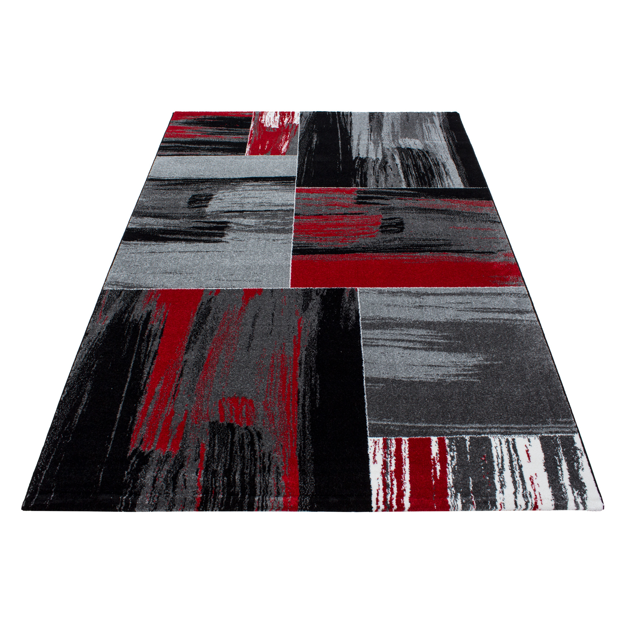 Basic Collection Modern Vloerkleed Zwart / Rood Laagpolig