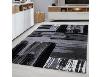 Tapijtenloods Basic Collection Modern Vloerkleed Zwart / Grijs Laagpolig