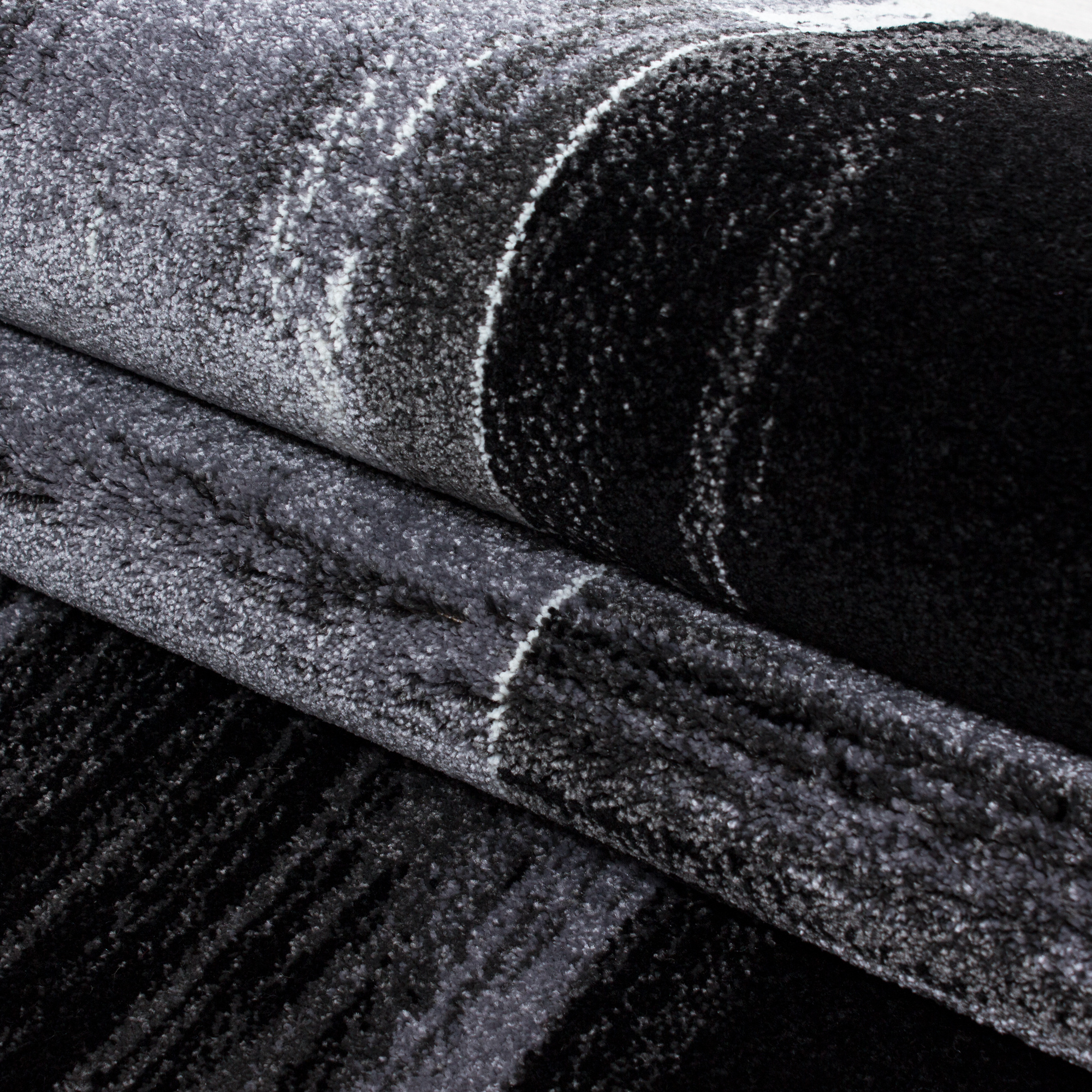 Basic Collection Modern Vloerkleed Zwart / Grijs Laagpolig