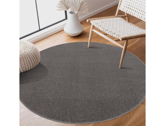 Tapijtenloods Uni Rond Effen Laagpolig Vloerkleed Modern Grijs