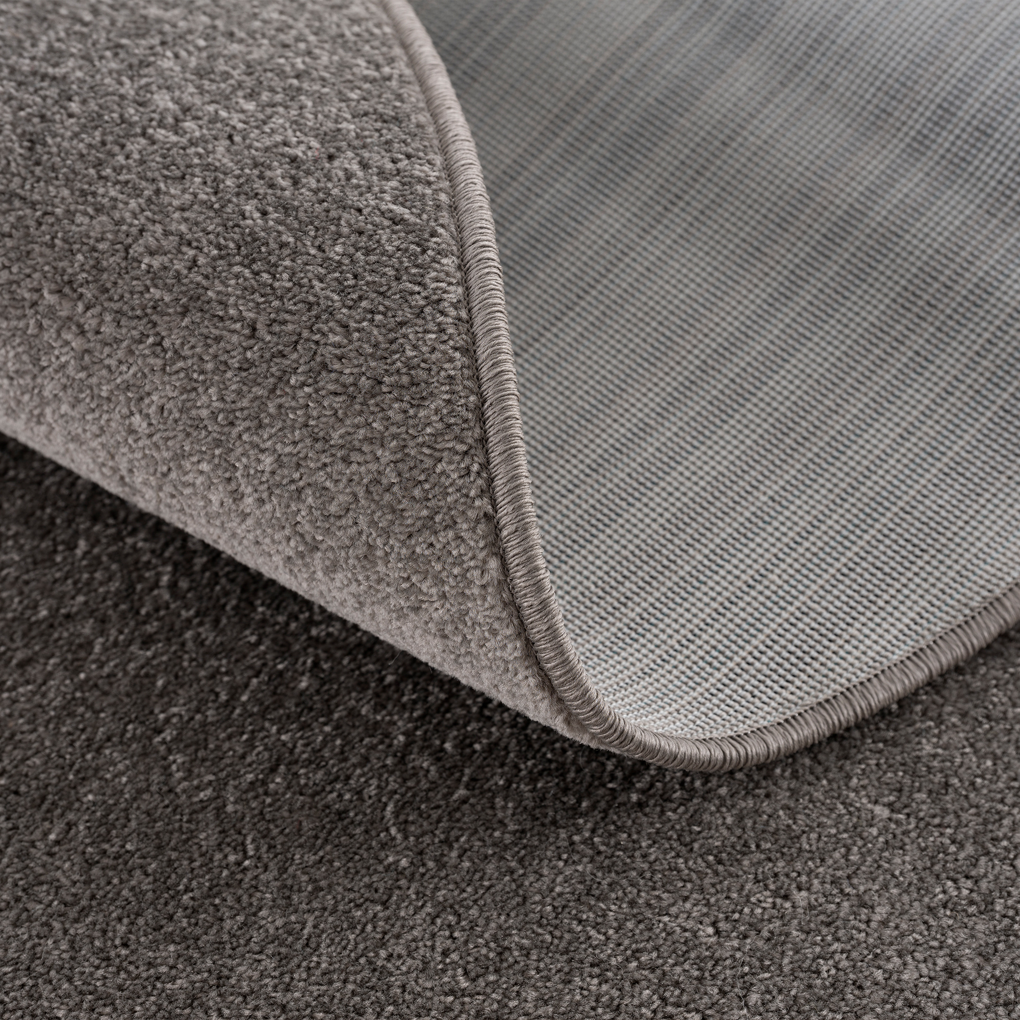 Uni Rond Effen Laagpolig Vloerkleed Modern Grijs