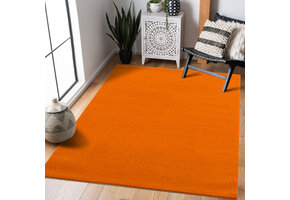 Uni Effen Laagpolig Vloerkleed Modern Oranje