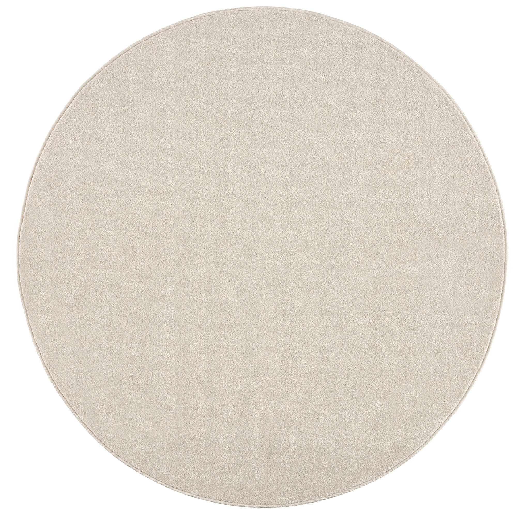 Uni Rond Effen Laagpolig Vloerkleed Modern Creme