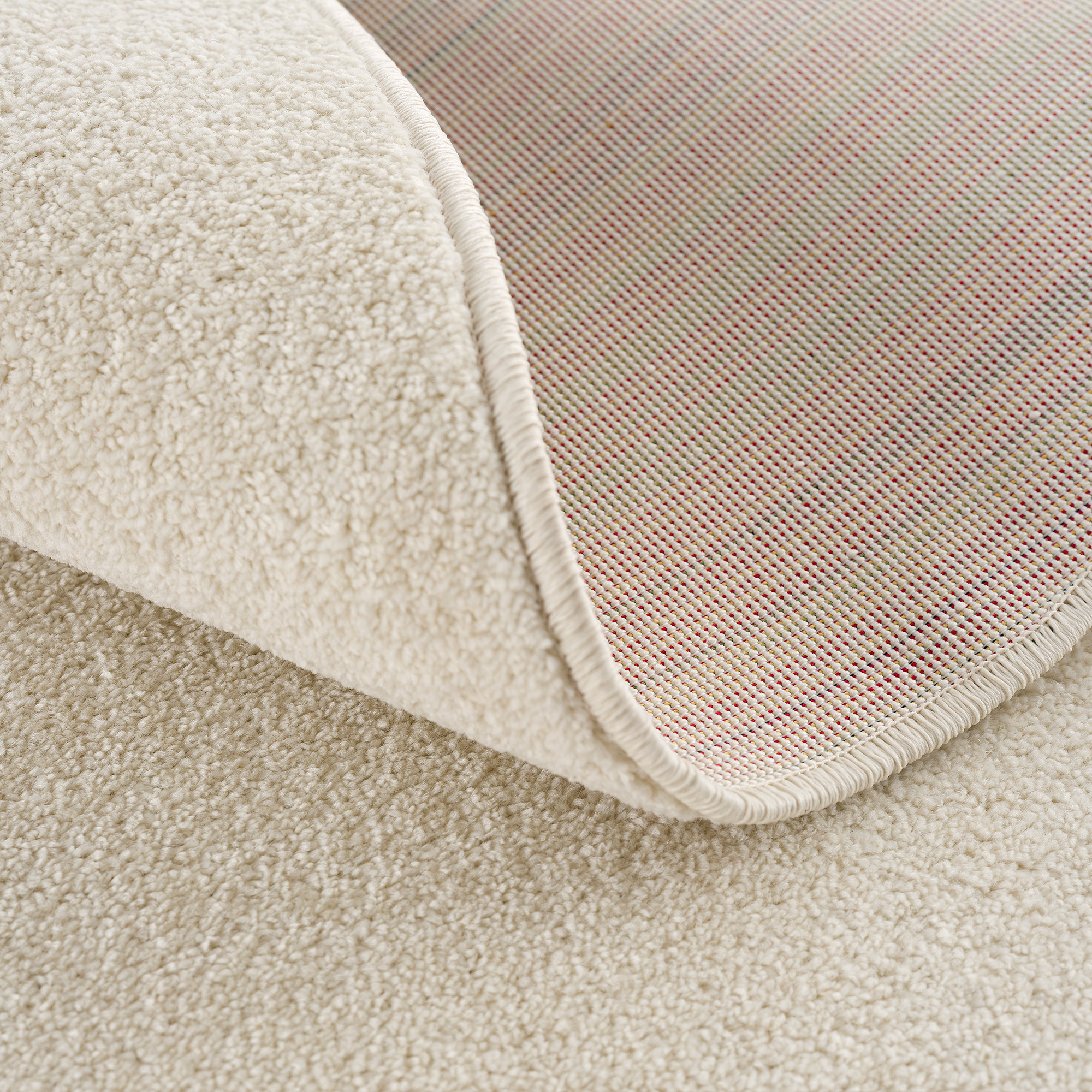 Uni Rond Effen Laagpolig Vloerkleed Modern Creme