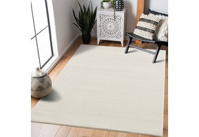 Uni Effen Laagpolig Vloerkleed Modern Creme