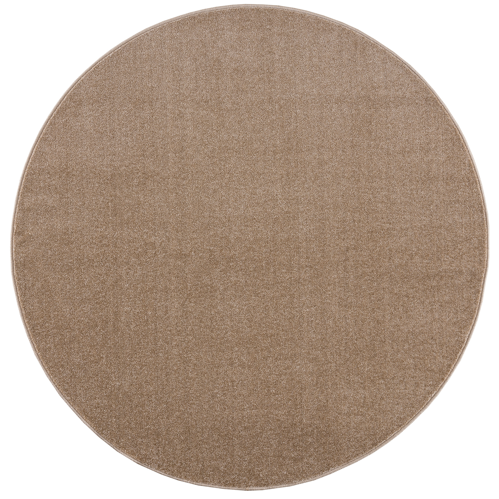 Uni Rond Effen Laagpolig Vloerkleed Modern Beige