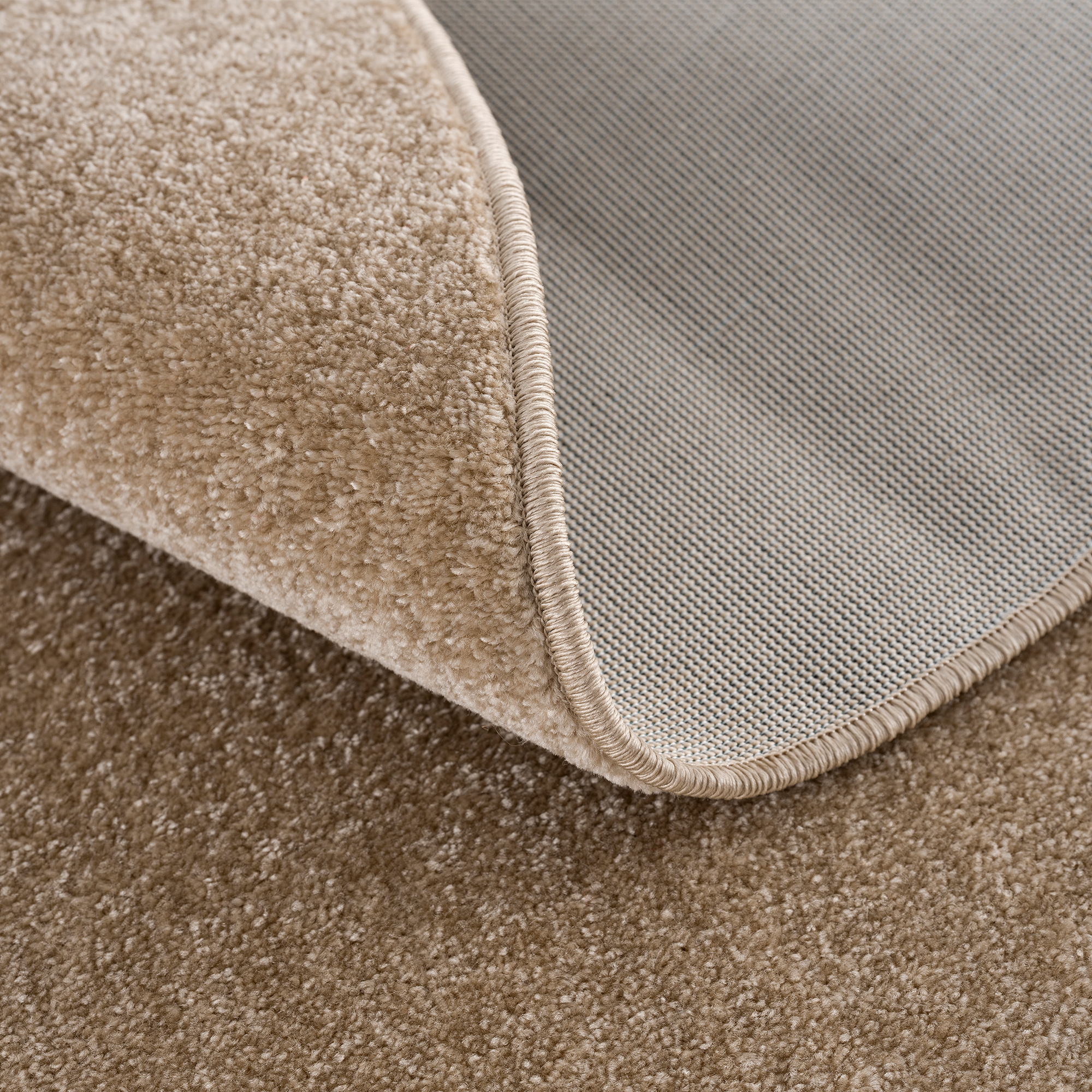 Uni Rond Effen Laagpolig Vloerkleed Modern Beige