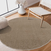 Uni Rond Effen Laagpolig Vloerkleed Modern Beige