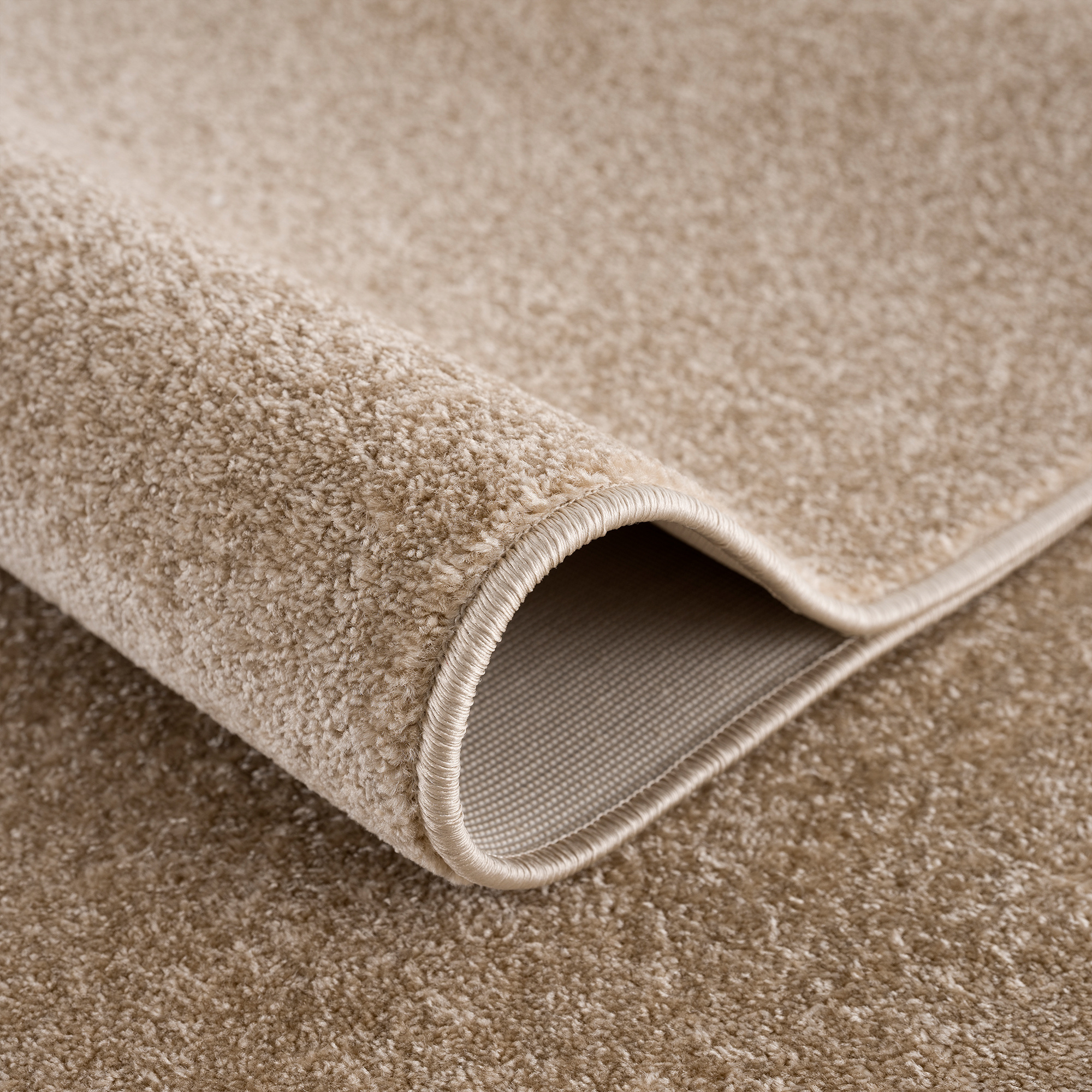 Uni Effen Laagpolig Vloerkleed Modern Beige