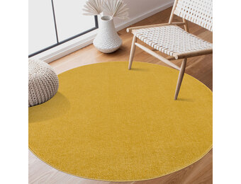 Tapijtenloods Uni Rond Effen Laagpolig Vloerkleed Modern Geel