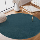 Tapijtenloods Uni Rond Effen Laagpolig Vloerkleed Modern Blauw