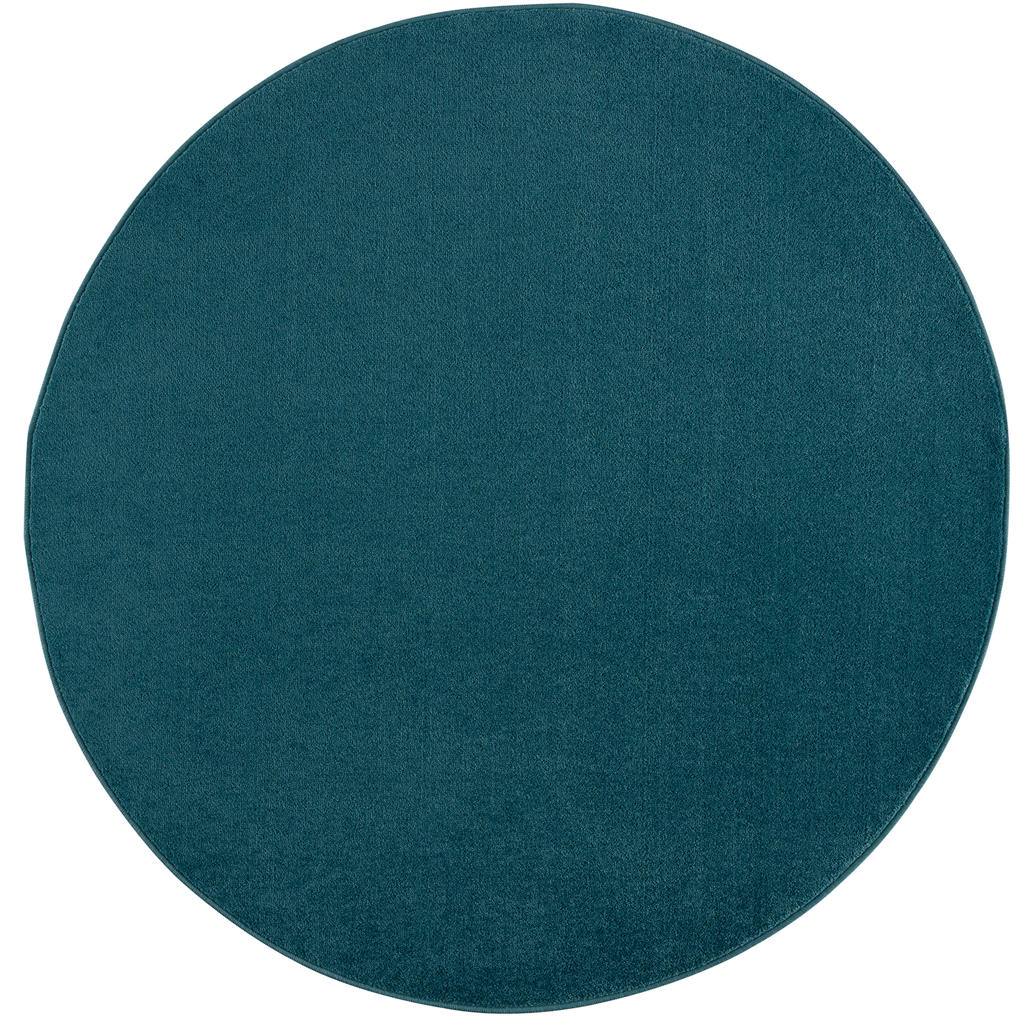 Uni Rond Effen Laagpolig Vloerkleed Modern Blauw