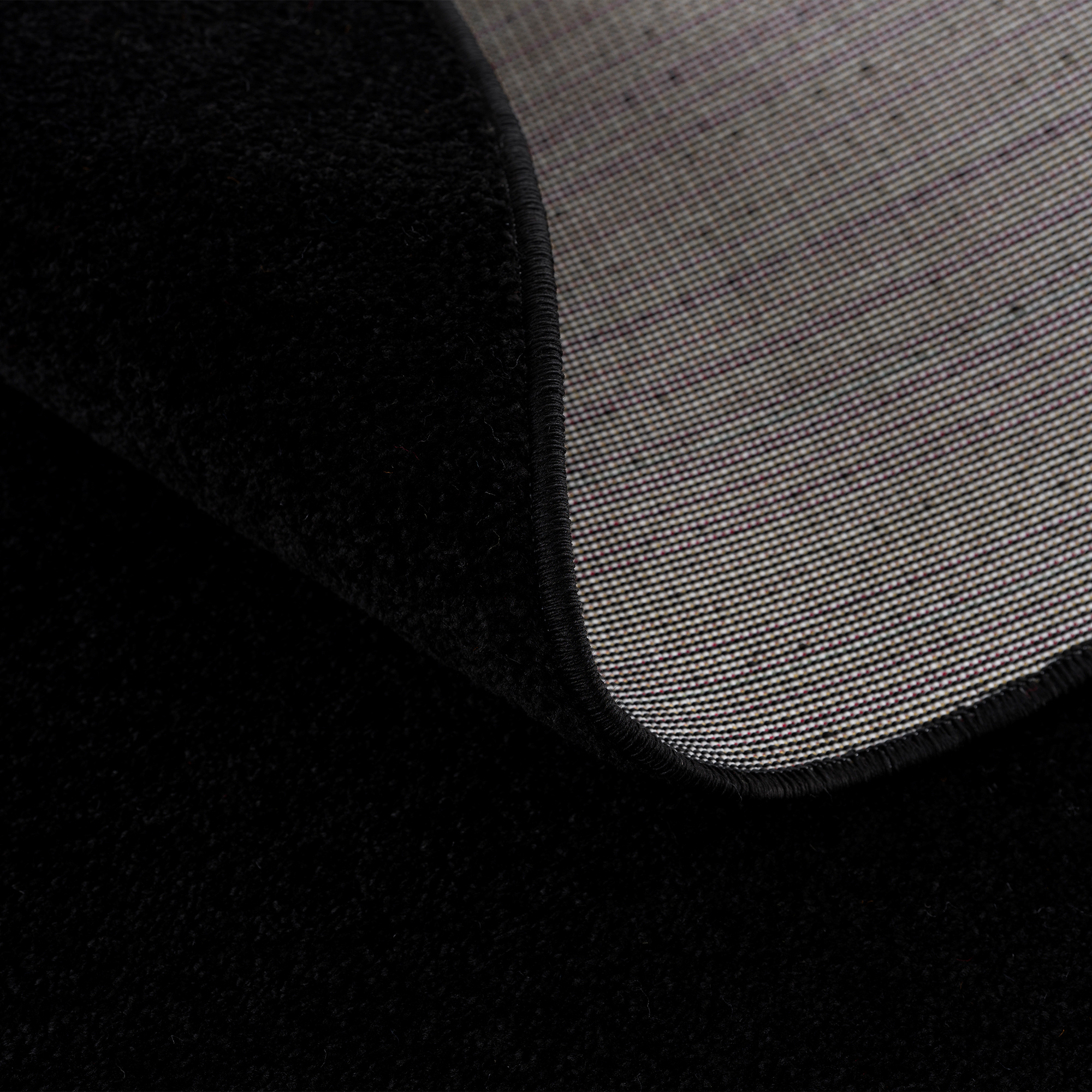 Uni Rond Effen Laagpolig Vloerkleed Modern Zwart