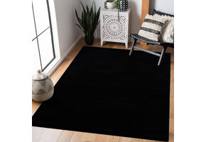 Uni Effen Laagpolig Vloerkleed Modern Zwart