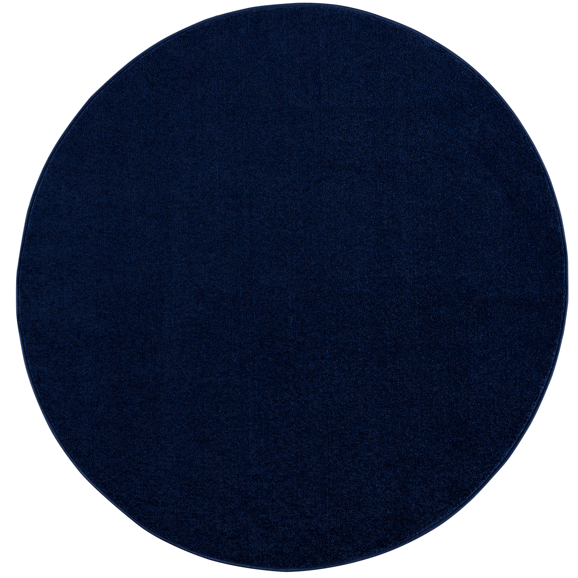 Uni Rond Effen Laagpolig Vloerkleed Modern Donker Blauw Navy
